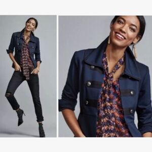 Cabi In The Band #3375 Navy Blue Military Button Front Blazer Band Jacket